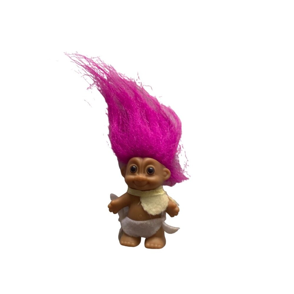 Russ Berrie Troll 2 in Tall Purple Hair Diaper Bib Plastic Doll